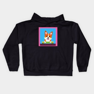 Skateboarding Corgi Dog Kids Hoodie